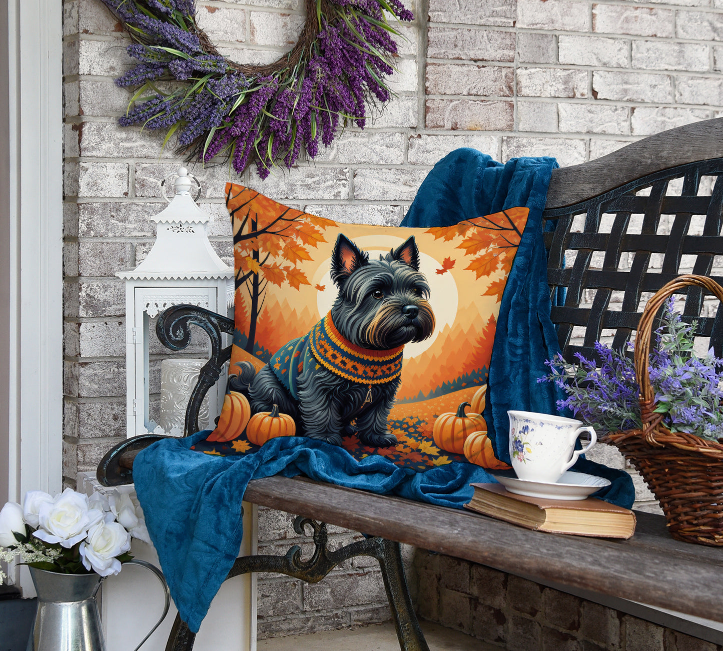 Scottish Terrier Fall Throw Pillow