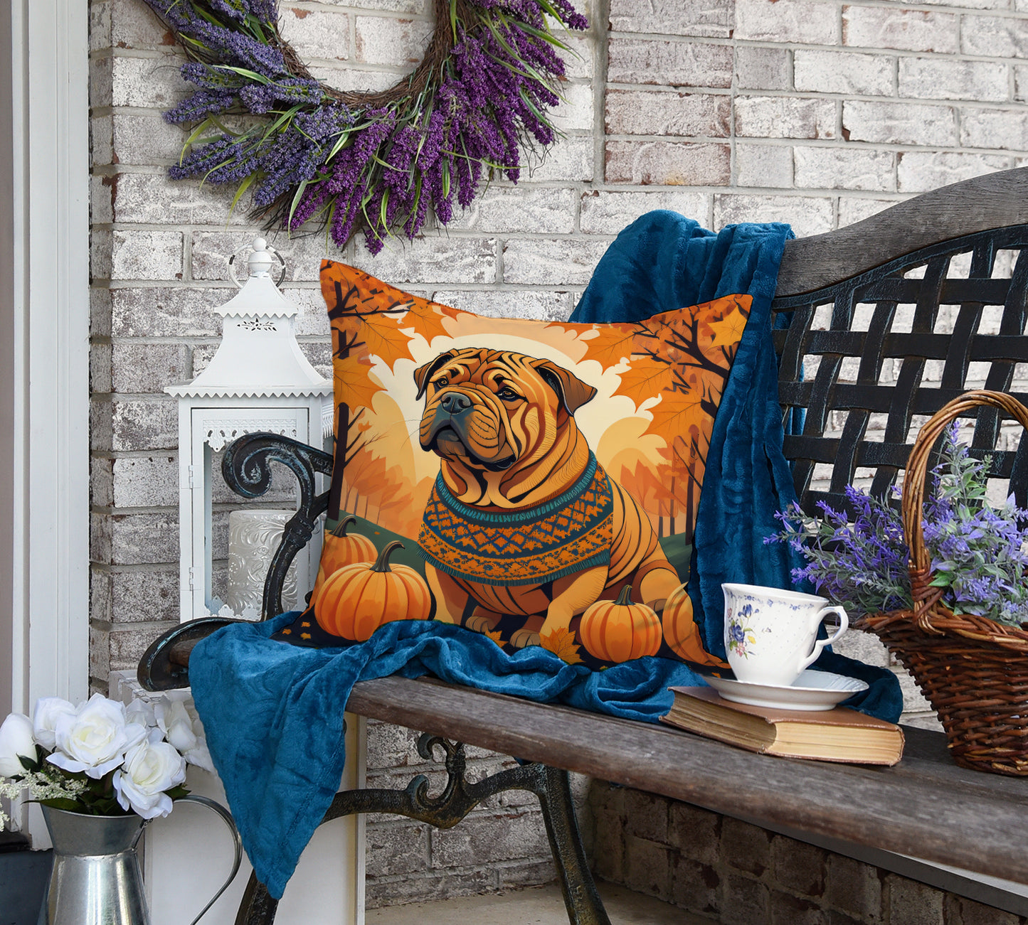 Shar Pei Fall Throw Pillow