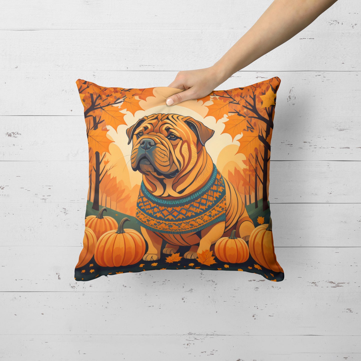 Shar Pei Fall Throw Pillow