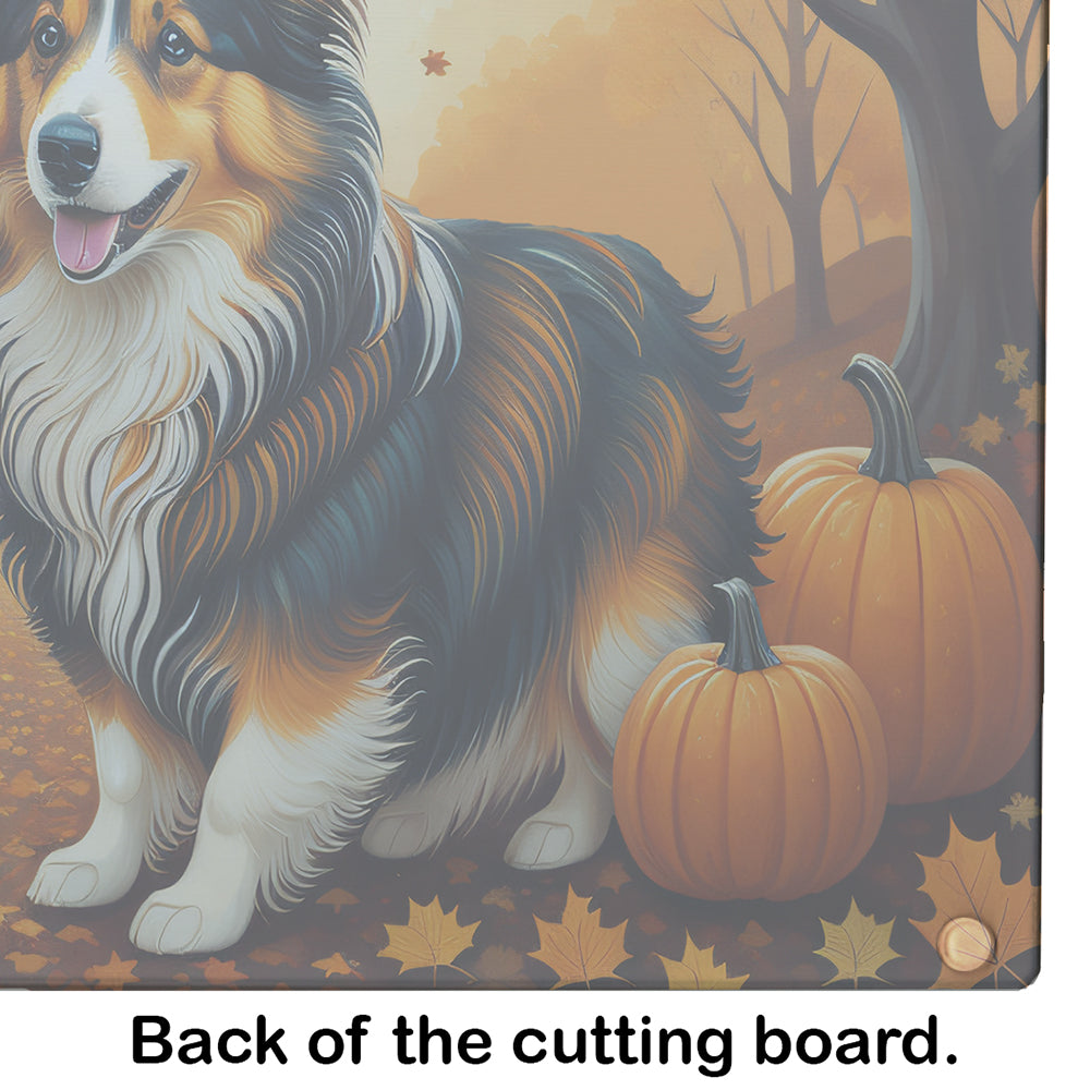 Sheltie Fall Glass Cutting Board