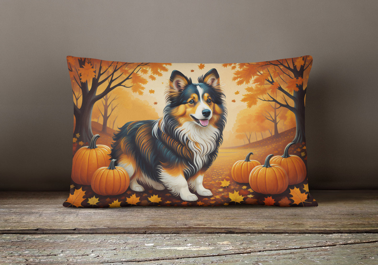 Sheltie Fall Throw Pillow