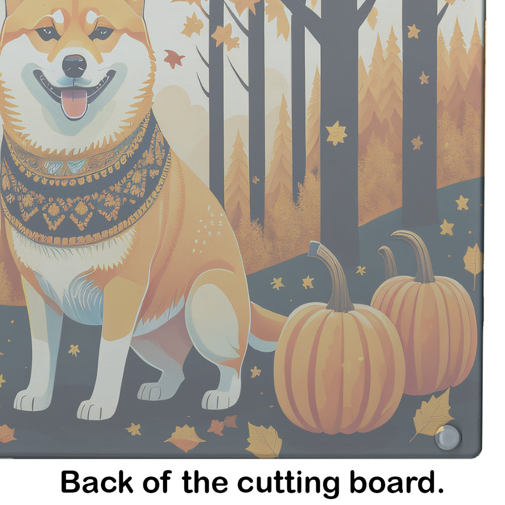 Shiba Inu Fall Glass Cutting Board