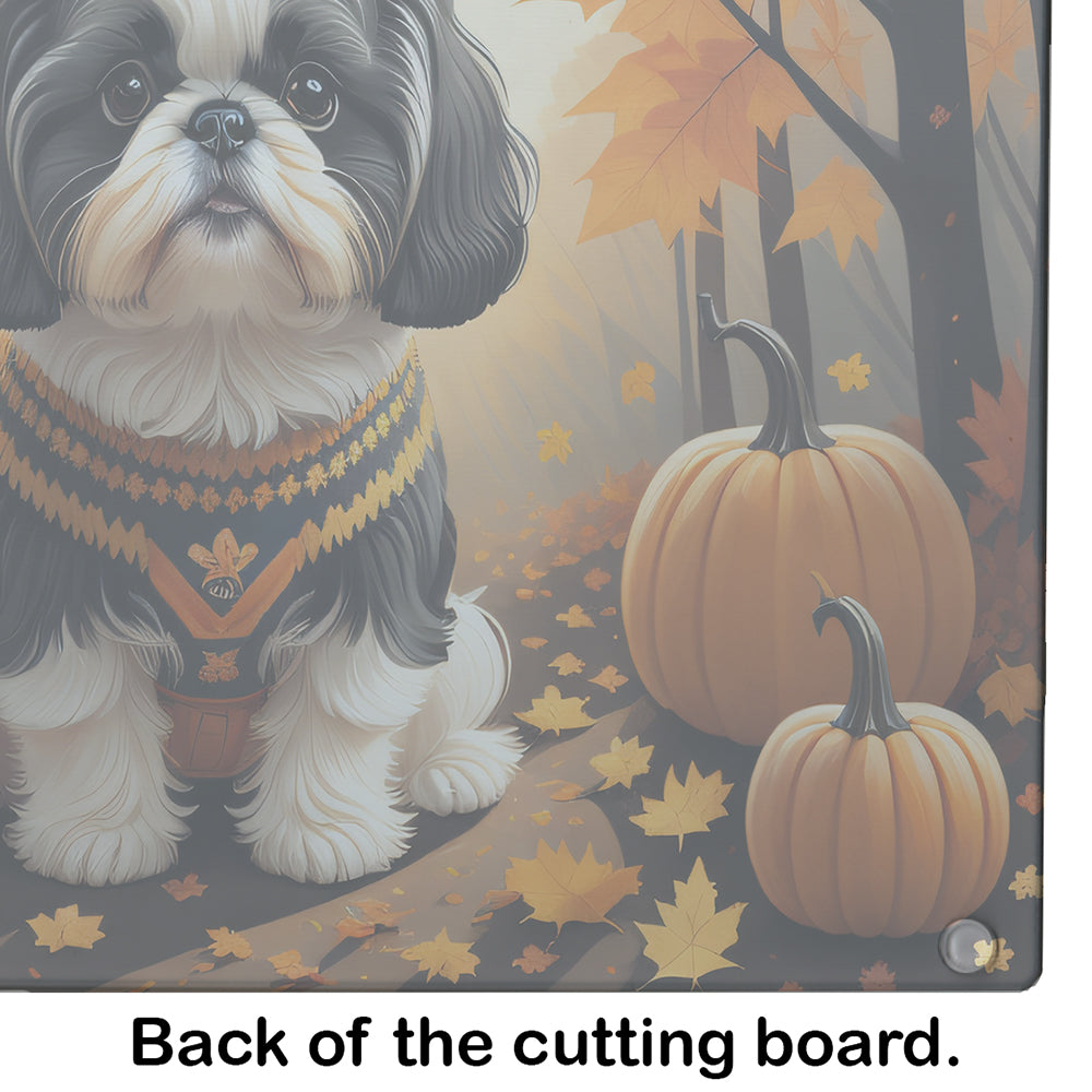 Shih Tzu Fall Glass Cutting Board