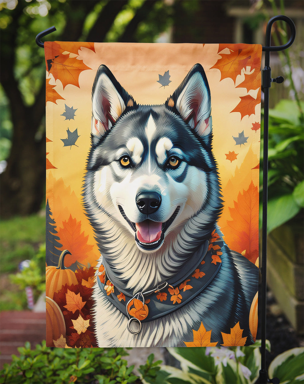 Siberian Husky Fall Garden Flag