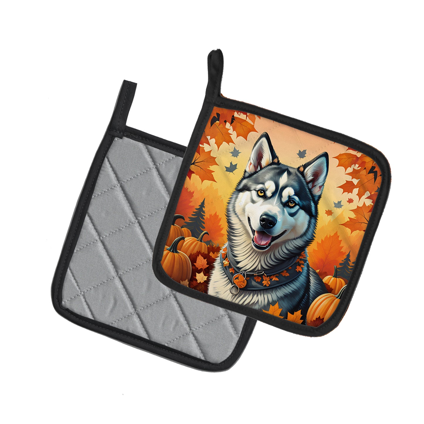 Siberian Husky Fall Pair of Pot Holders