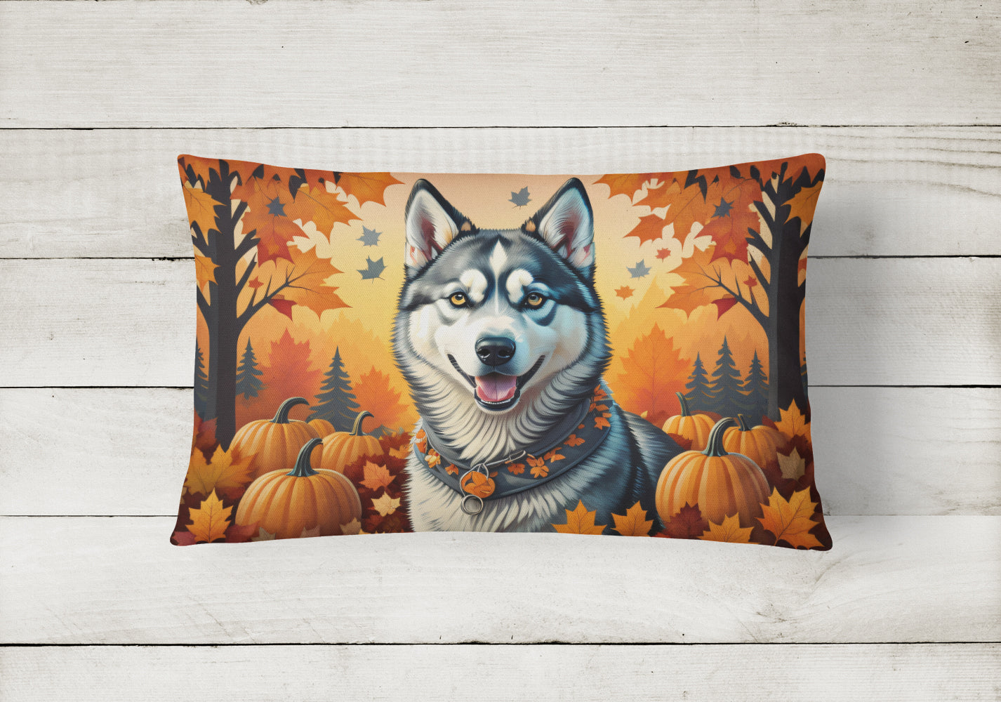 Siberian Husky Fall Throw Pillow