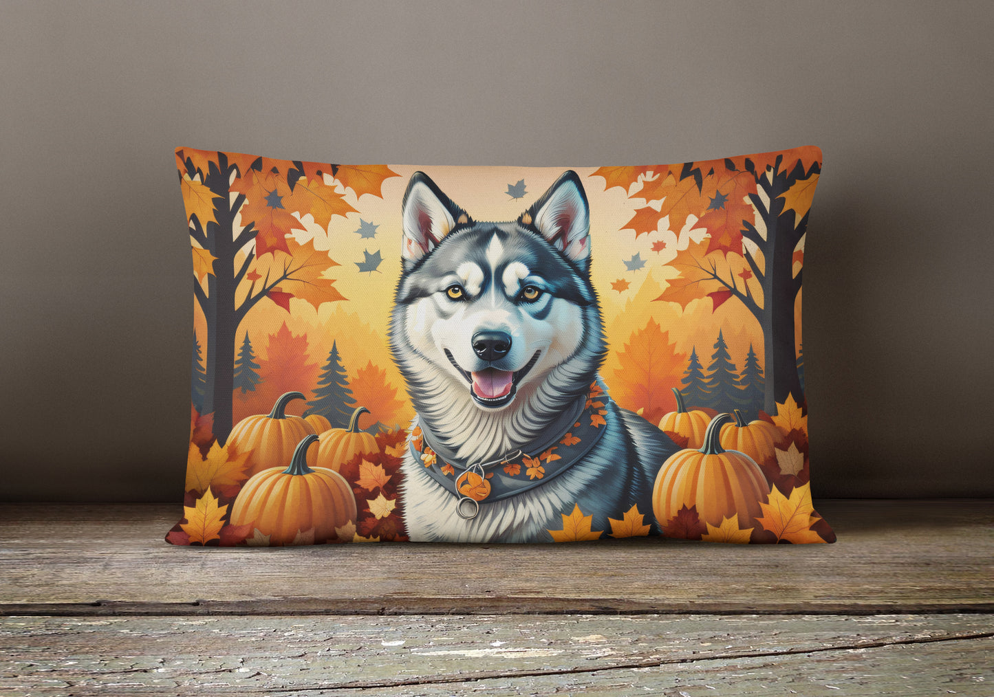 Siberian Husky Fall Throw Pillow