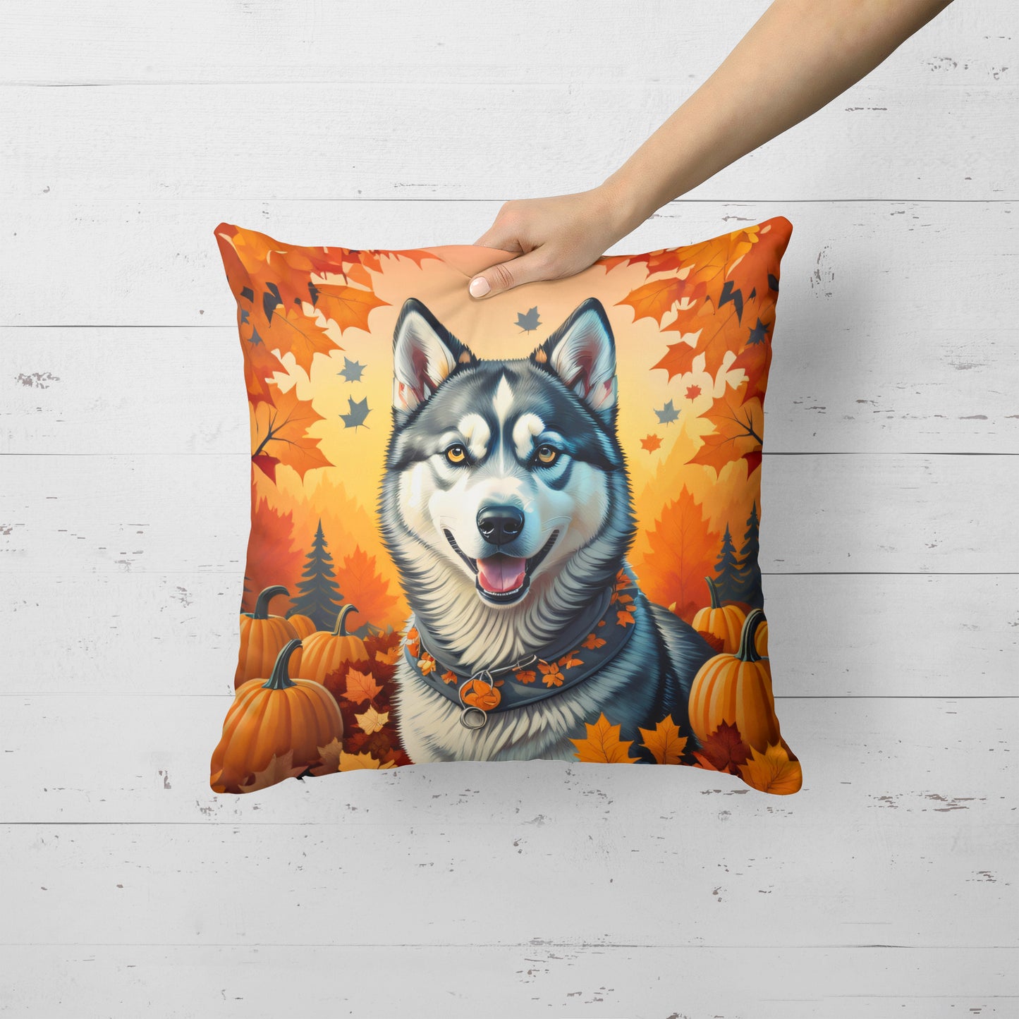 Siberian Husky Fall Throw Pillow