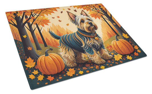 Buy this Silky Terrier Fall Glass Cutting Board