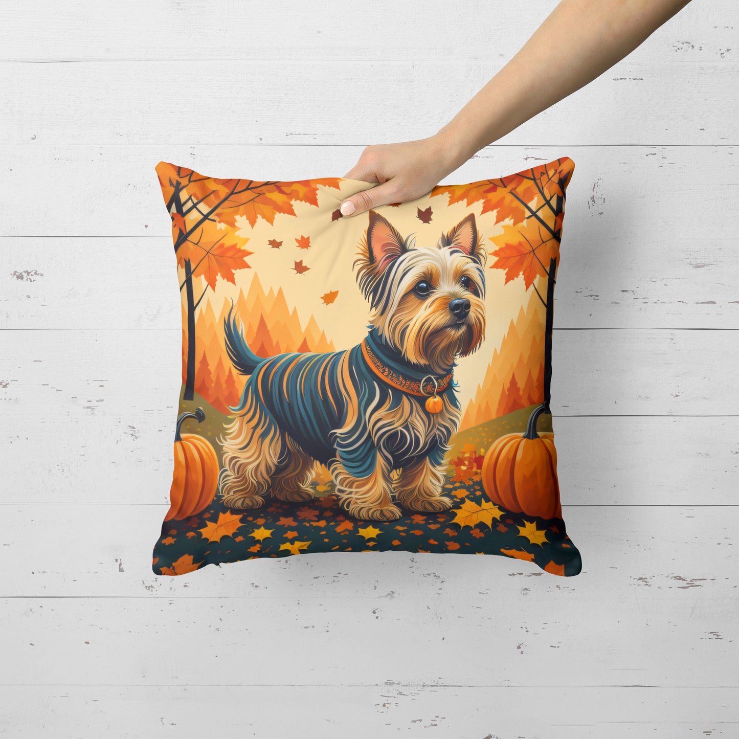 Silky Terrier Fall Throw Pillow