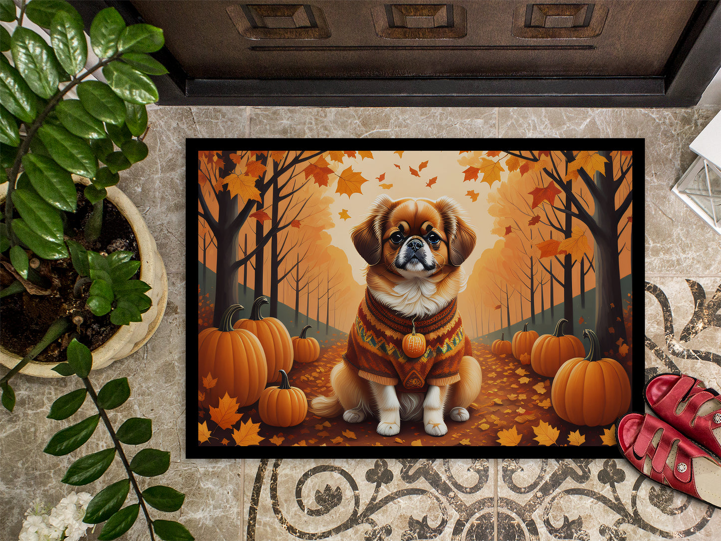 Tibetan Spaniel Fall Doormat