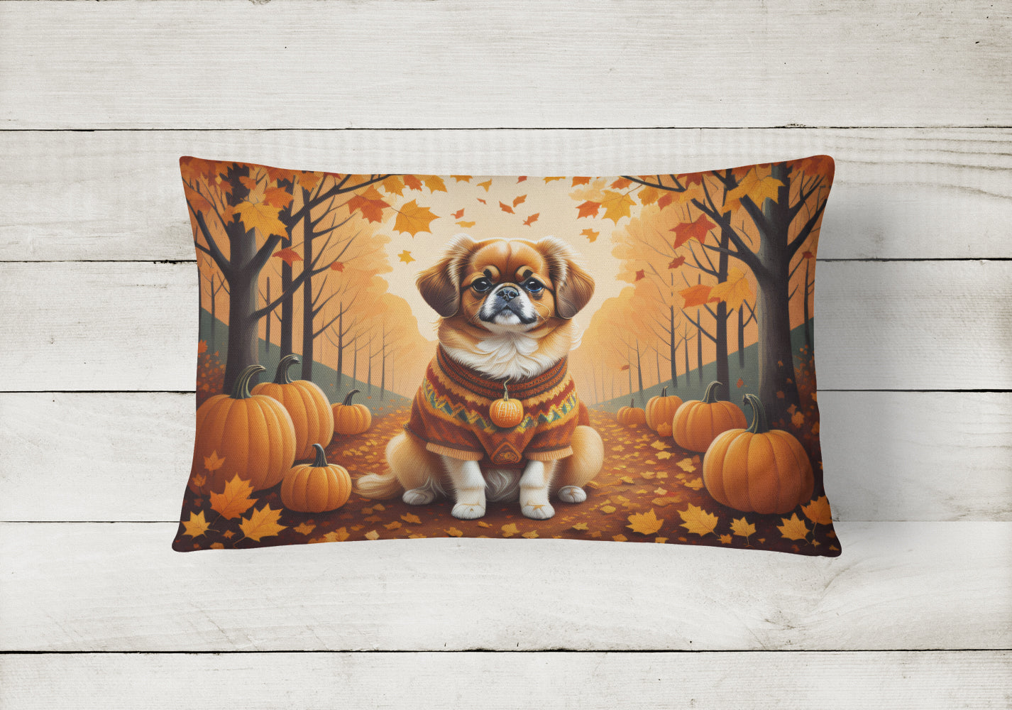 Tibetan Spaniel Fall Throw Pillow