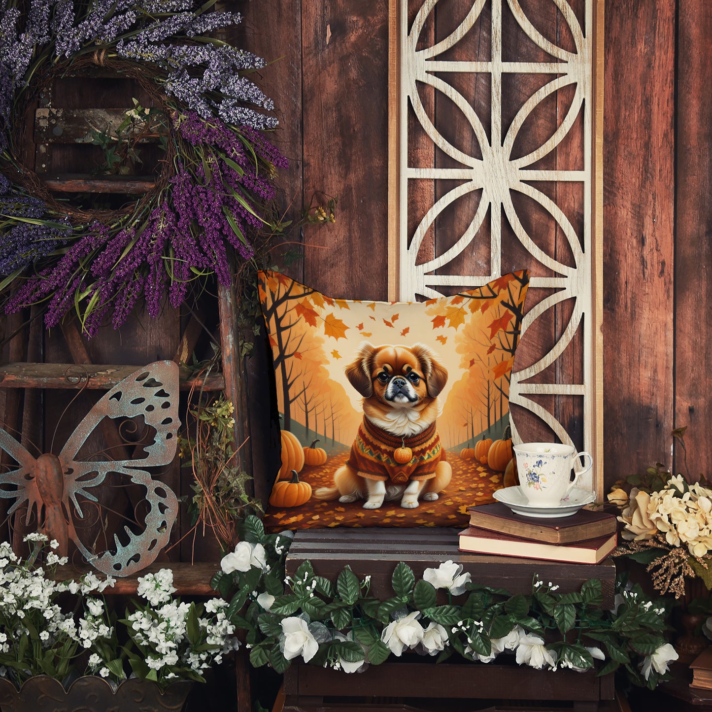 Tibetan Spaniel Fall Throw Pillow