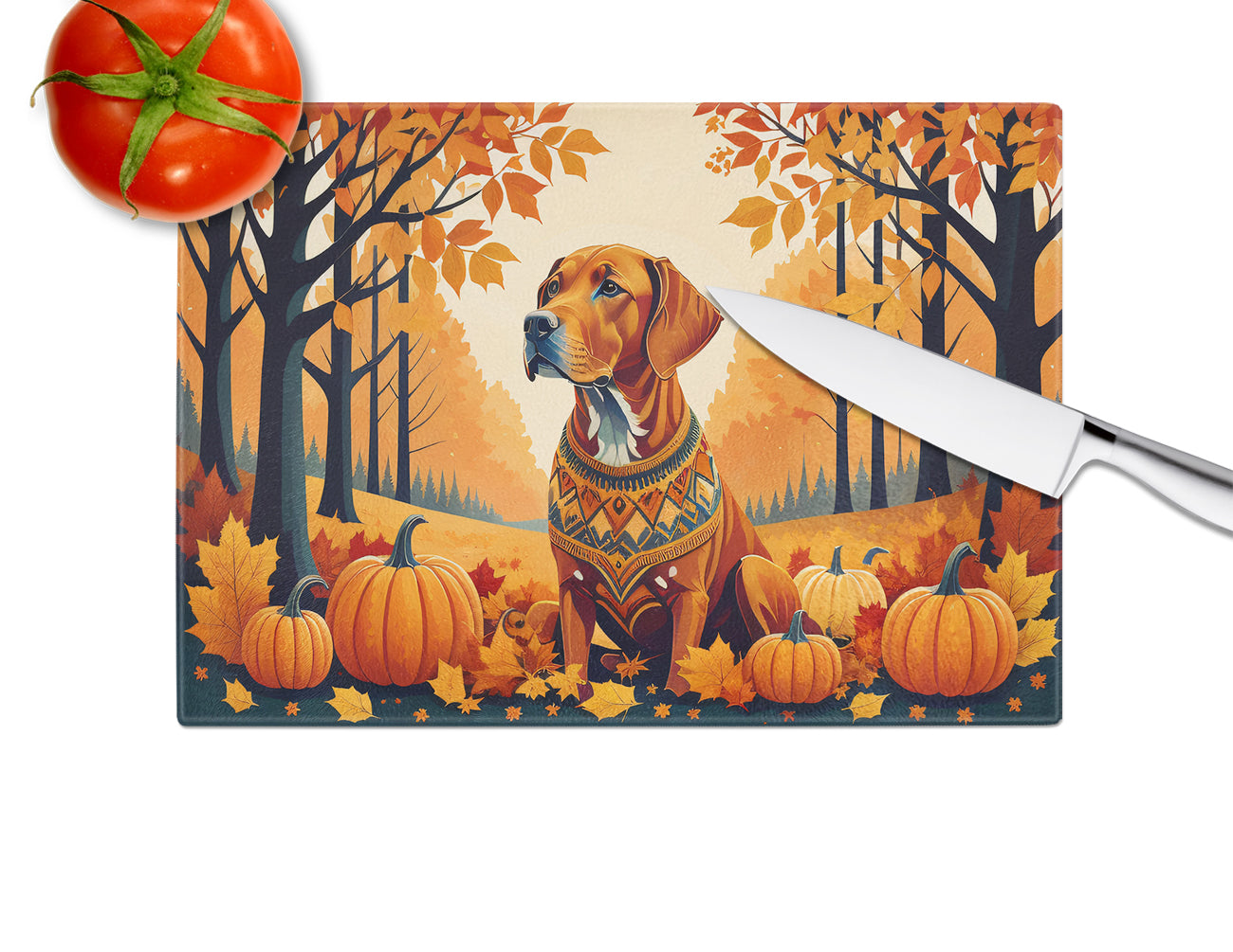 Vizsla Fall Glass Cutting Board