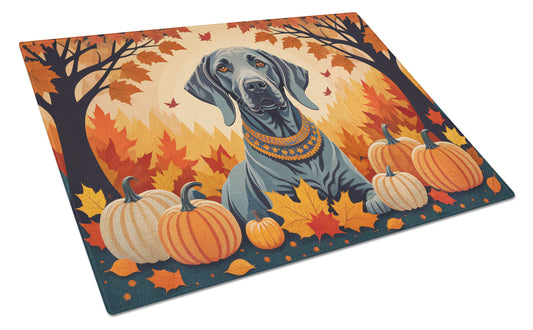 Buy this Weimaraner Fall Glass Cutting Board