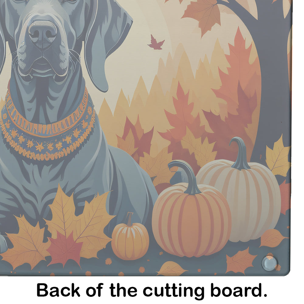 Weimaraner Fall Glass Cutting Board