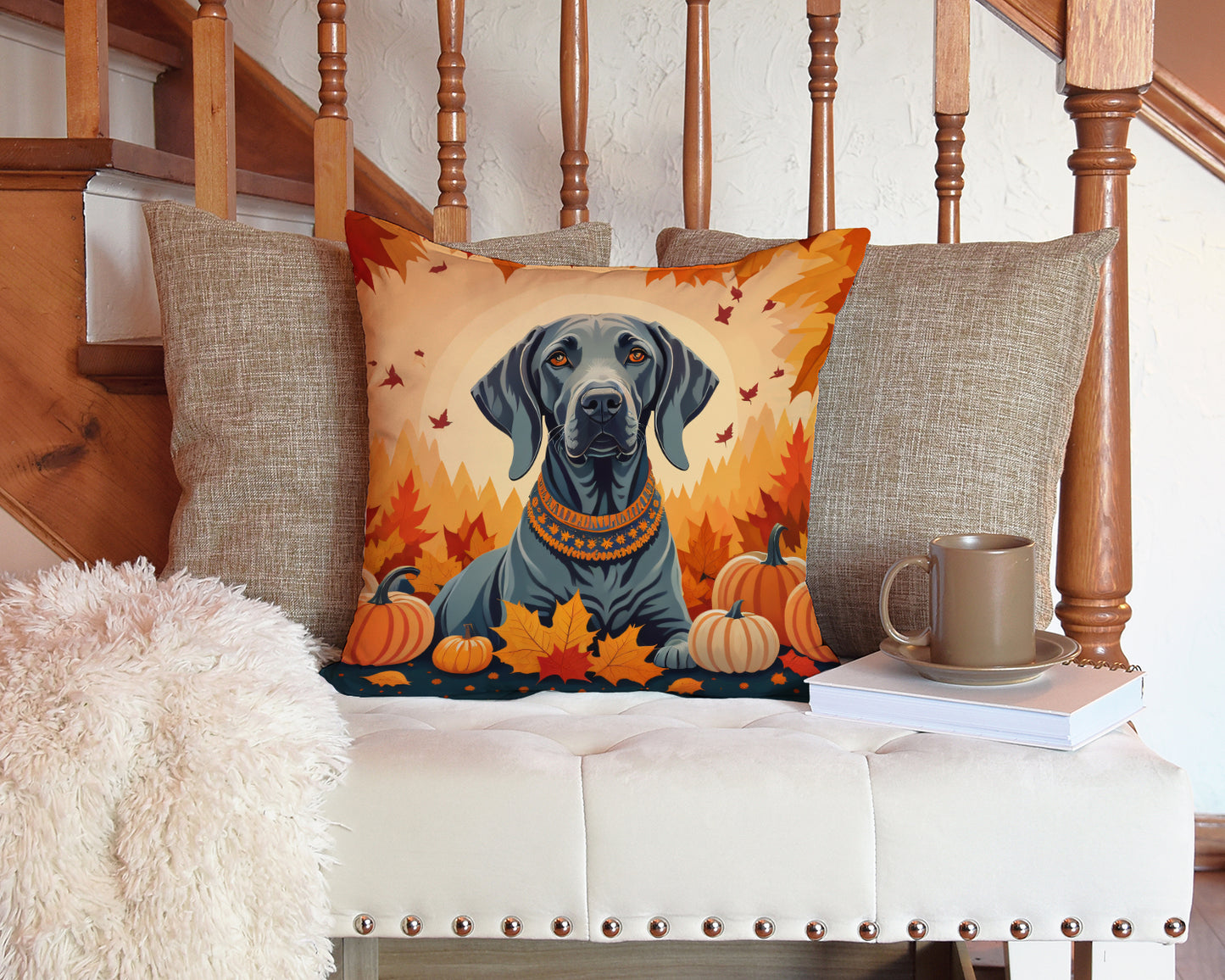 Weimaraner Fall Throw Pillow