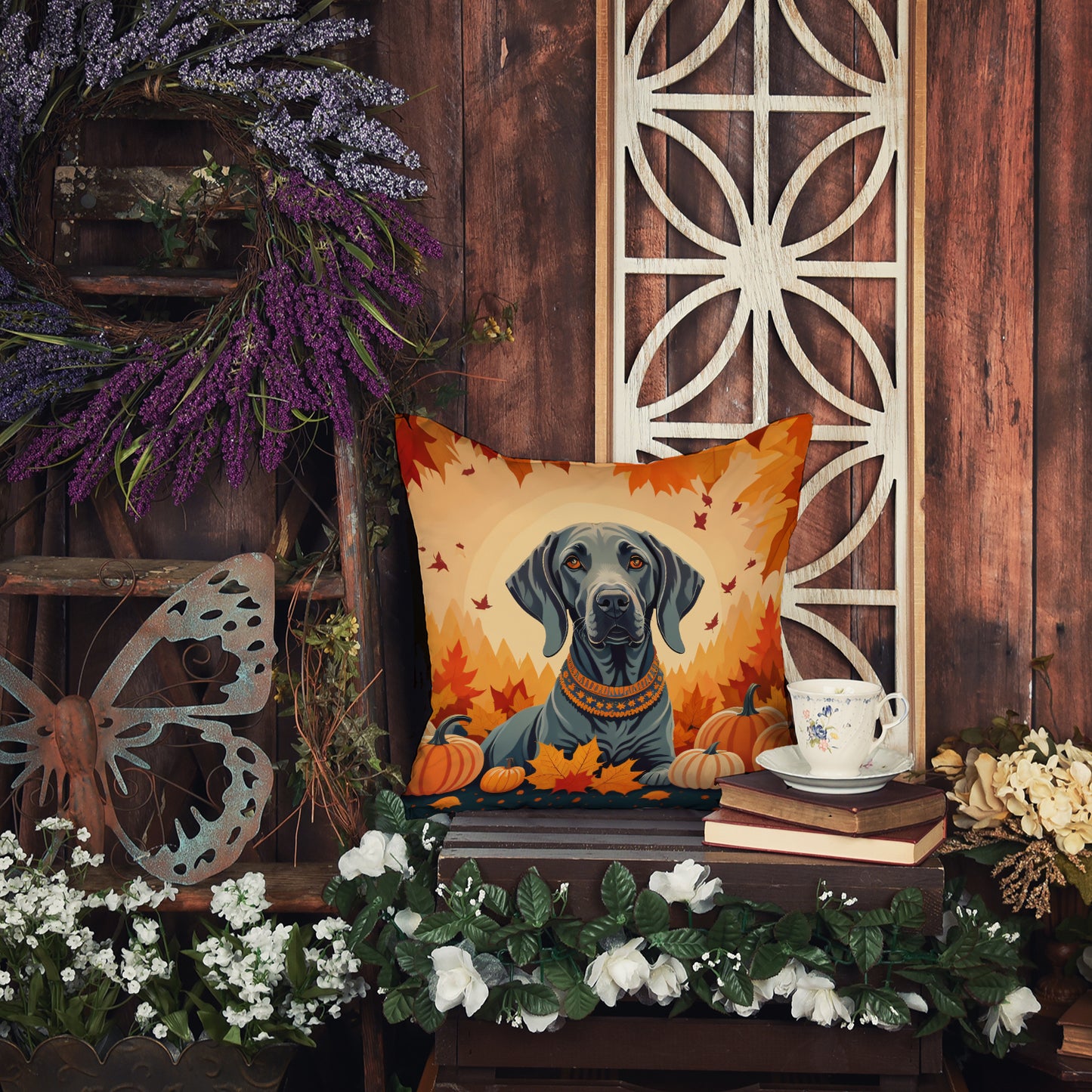 Weimaraner Fall Throw Pillow