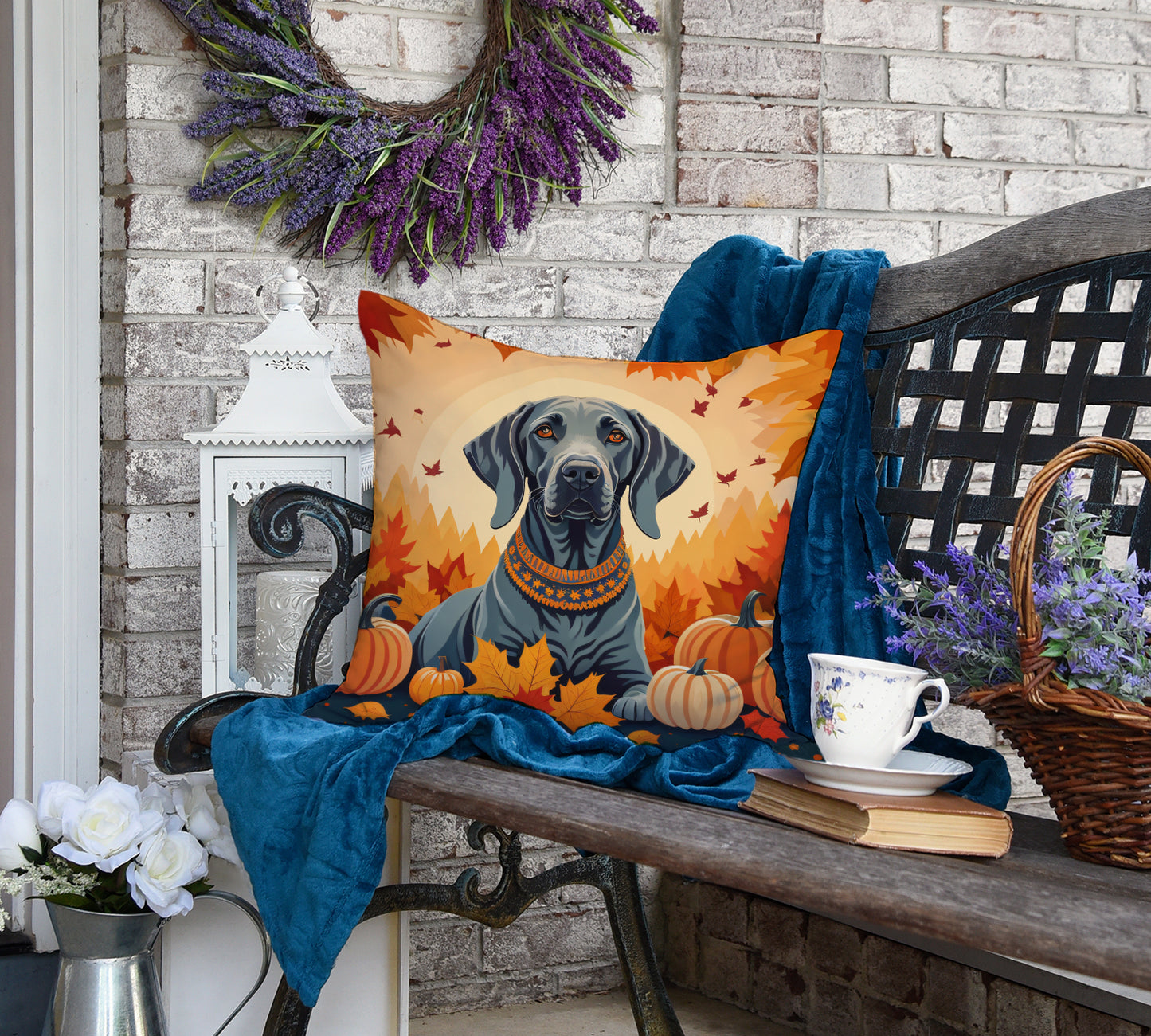 Weimaraner Fall Throw Pillow