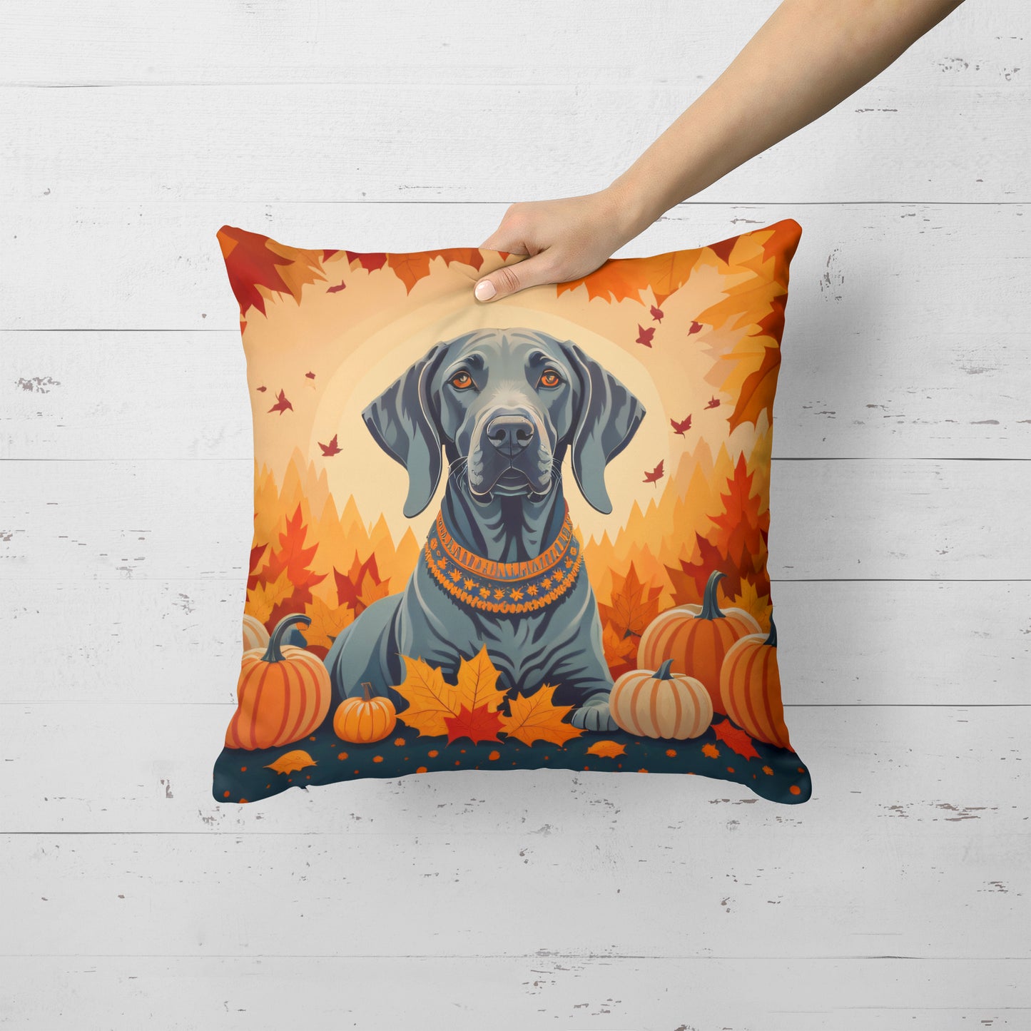 Weimaraner Fall Throw Pillow