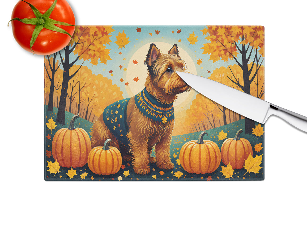 Welsh Terrier Fall Glass Cutting Board