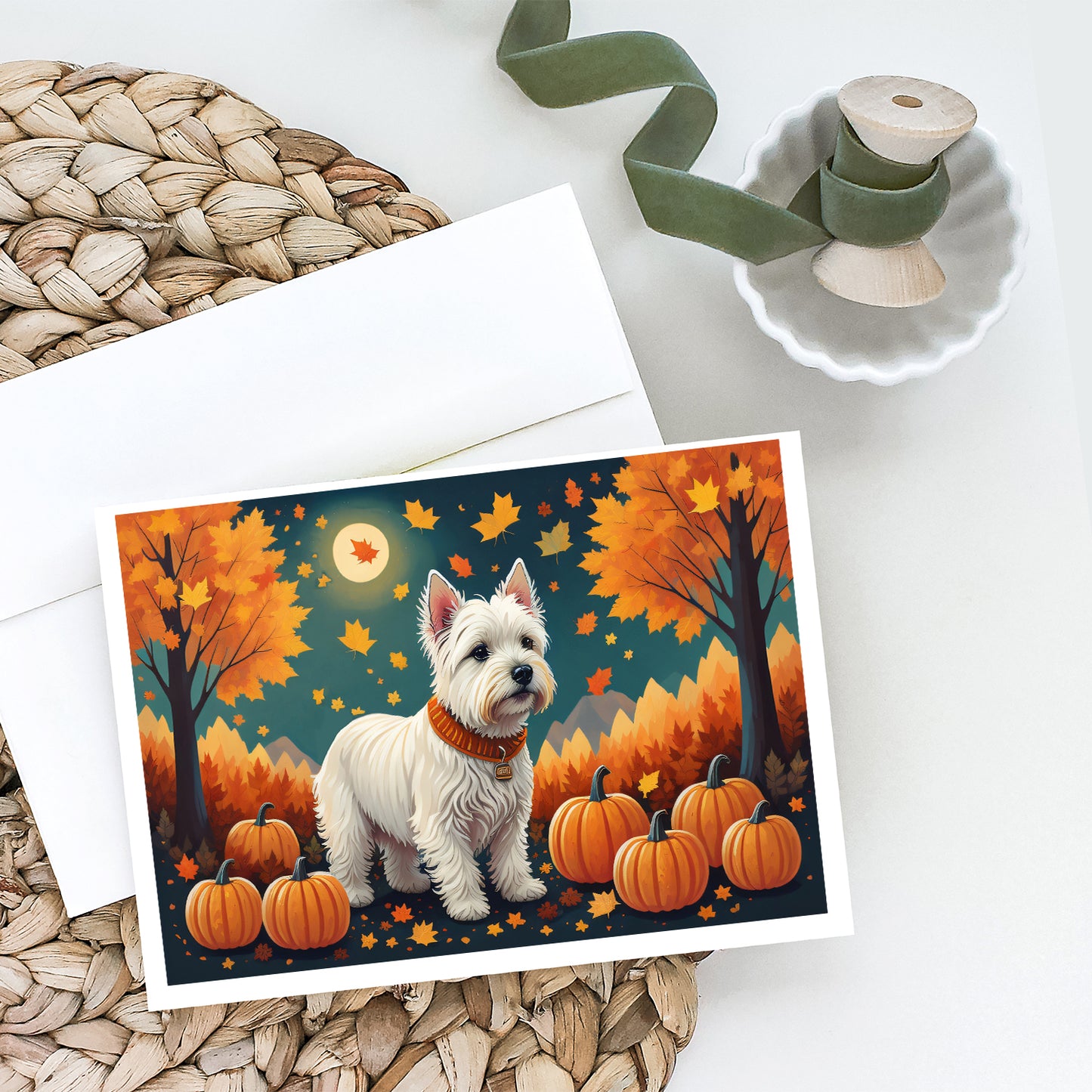 Westie Fall Greeting Cards Pack of 8