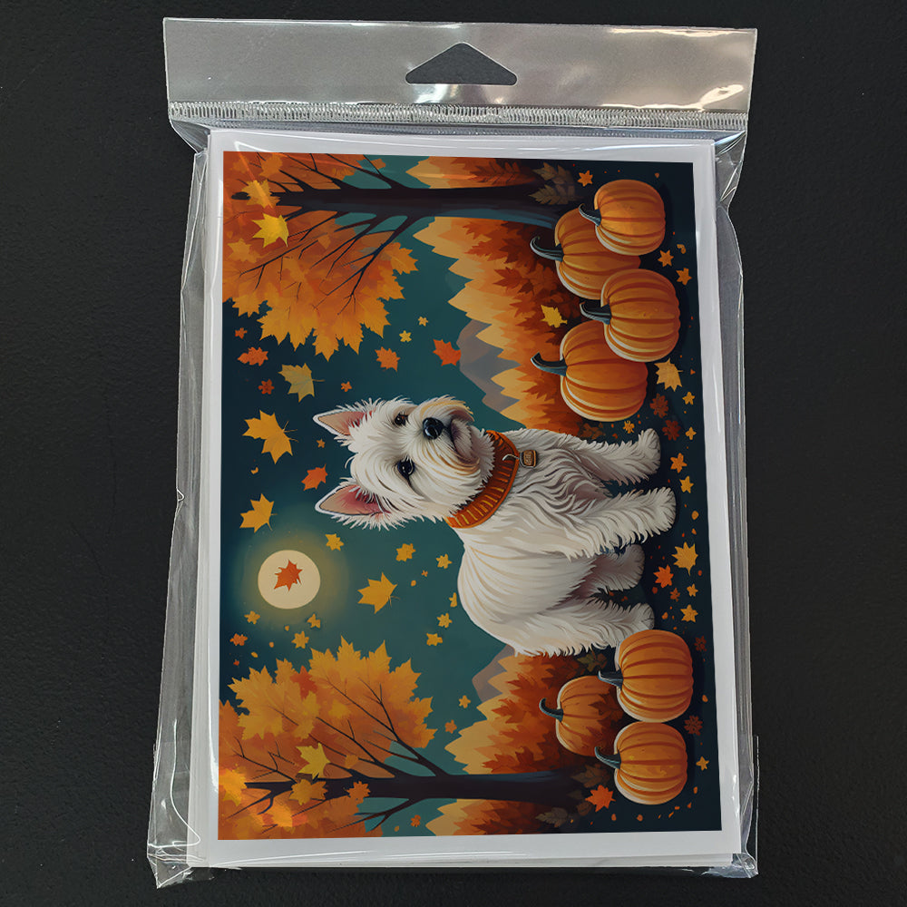 Westie Fall Greeting Cards Pack of 8