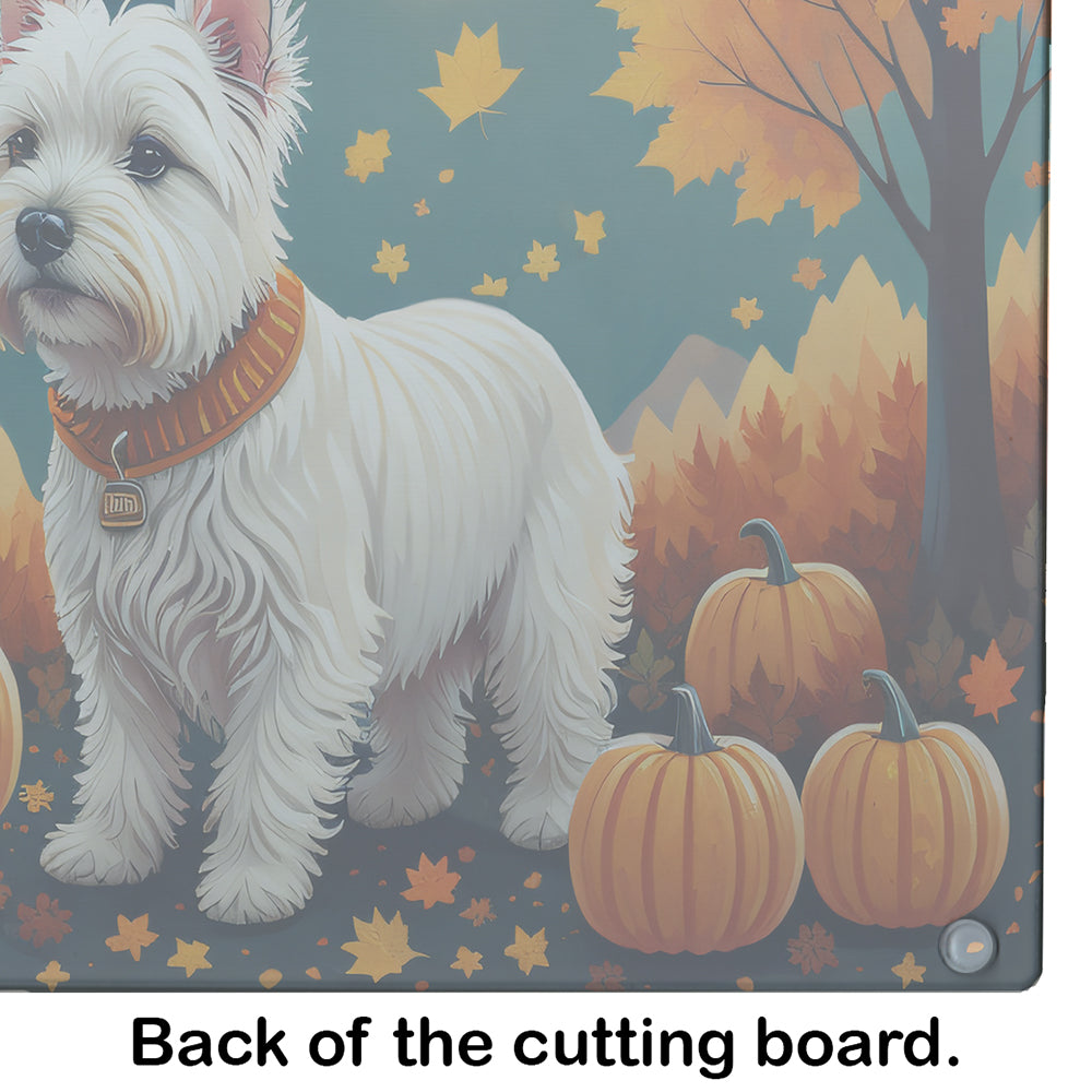 Westie Fall Glass Cutting Board