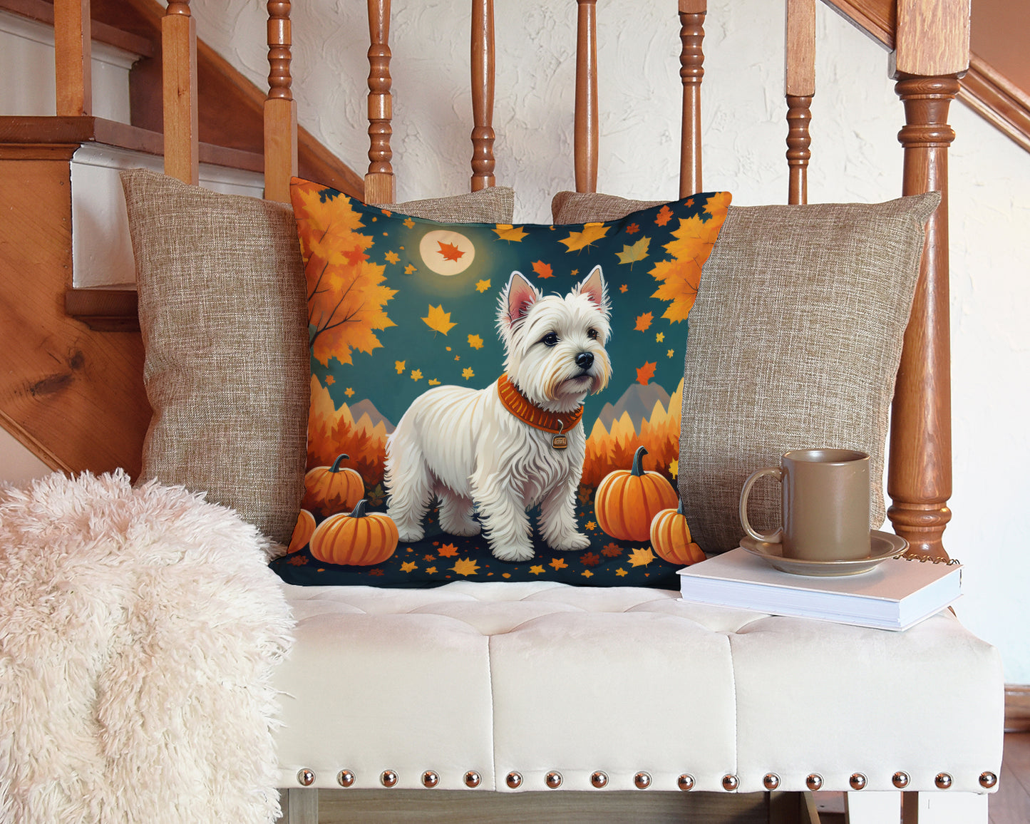 Westie Fall Throw Pillow