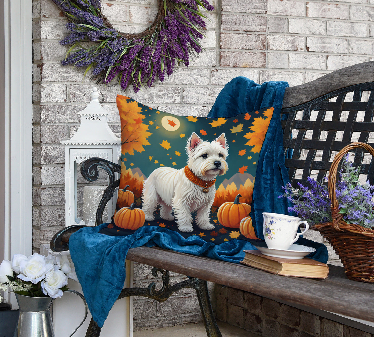 Westie Fall Throw Pillow