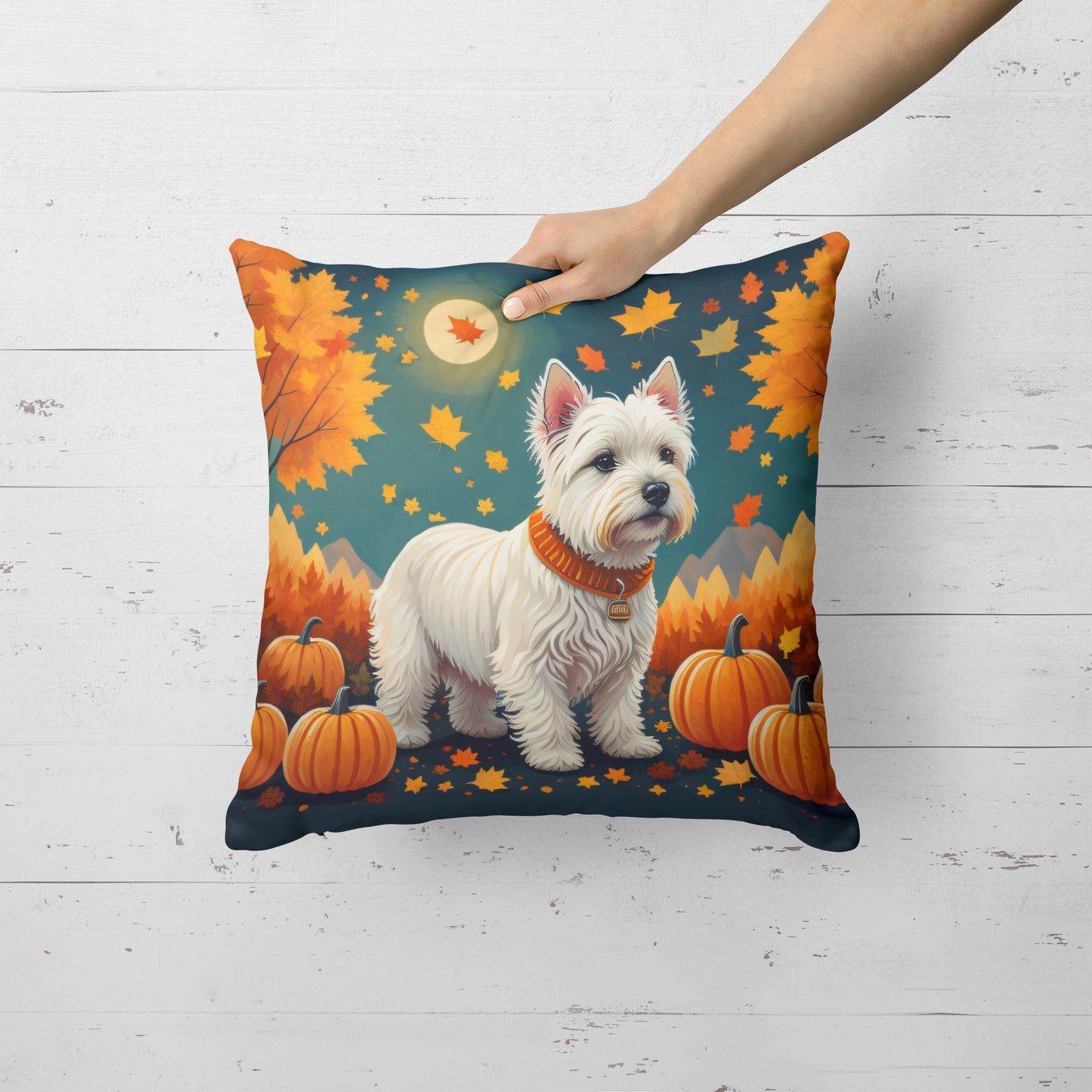 Westie Fall Throw Pillow