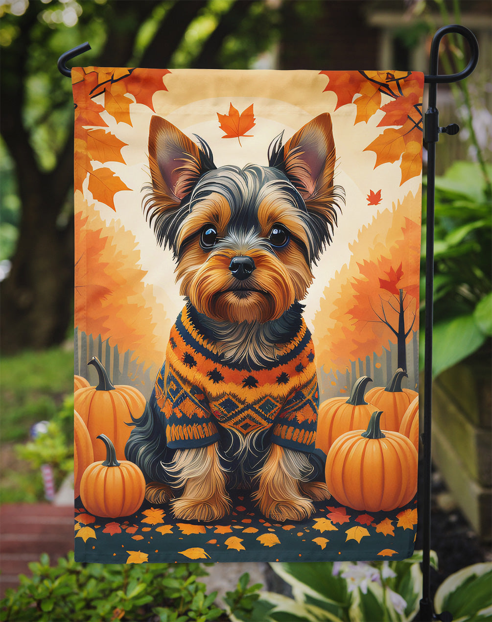 Yorkshire Terrier Fall Garden Flag