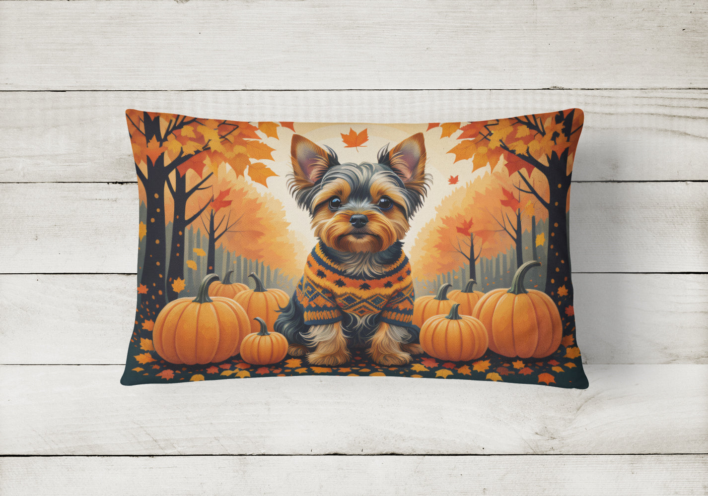 Yorkshire Terrier Fall Throw Pillow