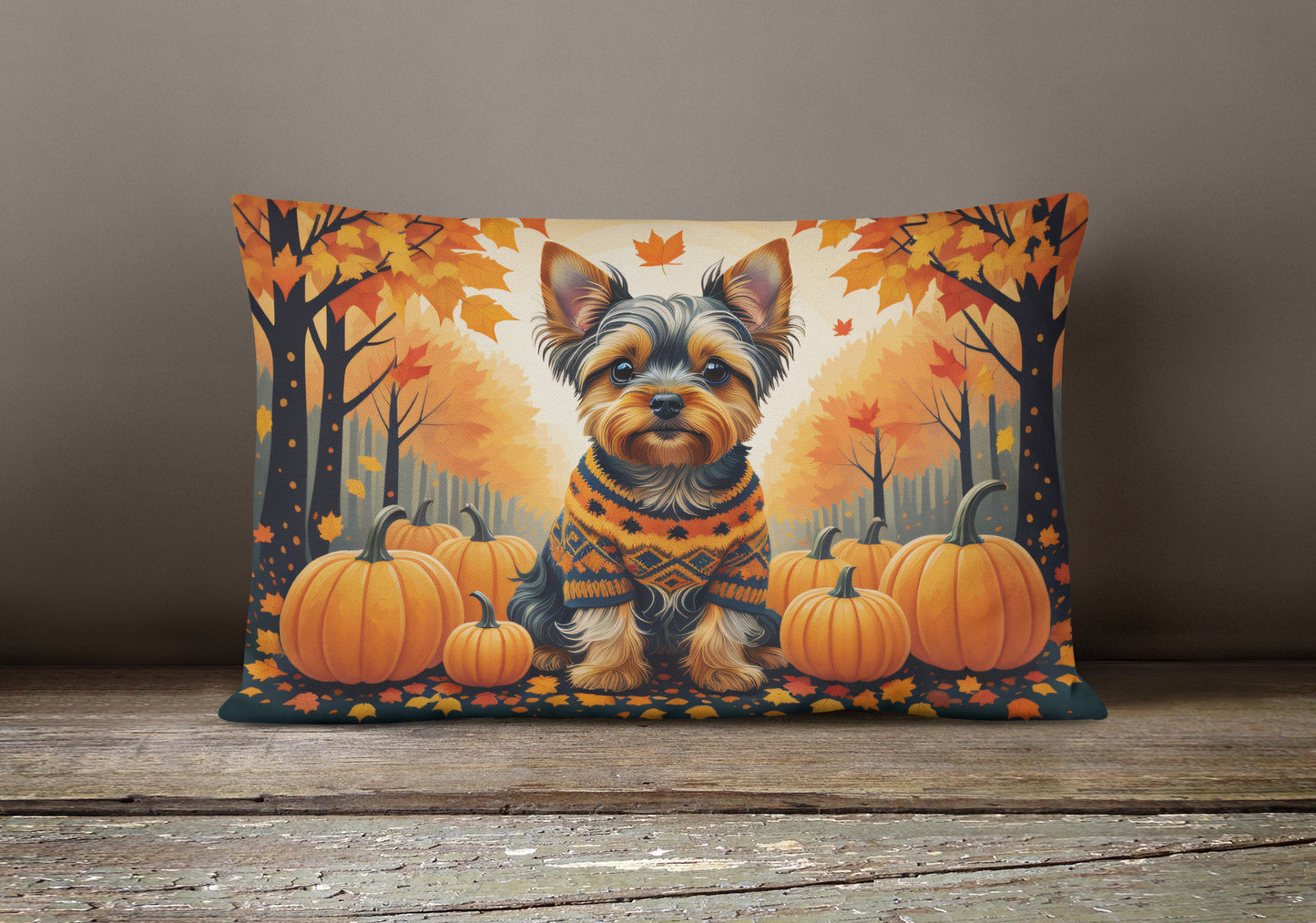 Yorkshire Terrier Fall Throw Pillow