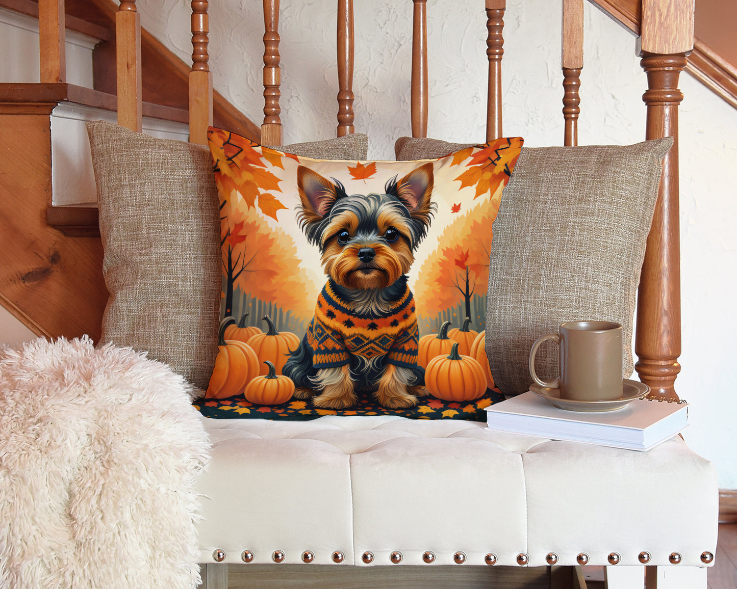 Yorkshire Terrier Fall Throw Pillow