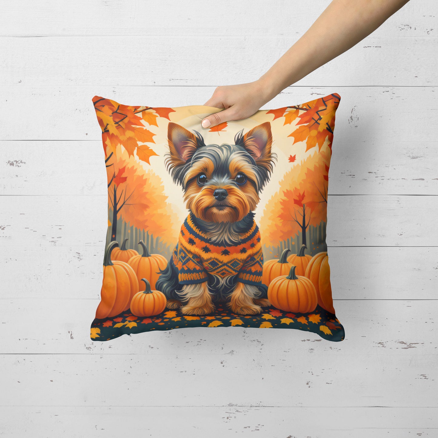 Yorkshire Terrier Fall Throw Pillow