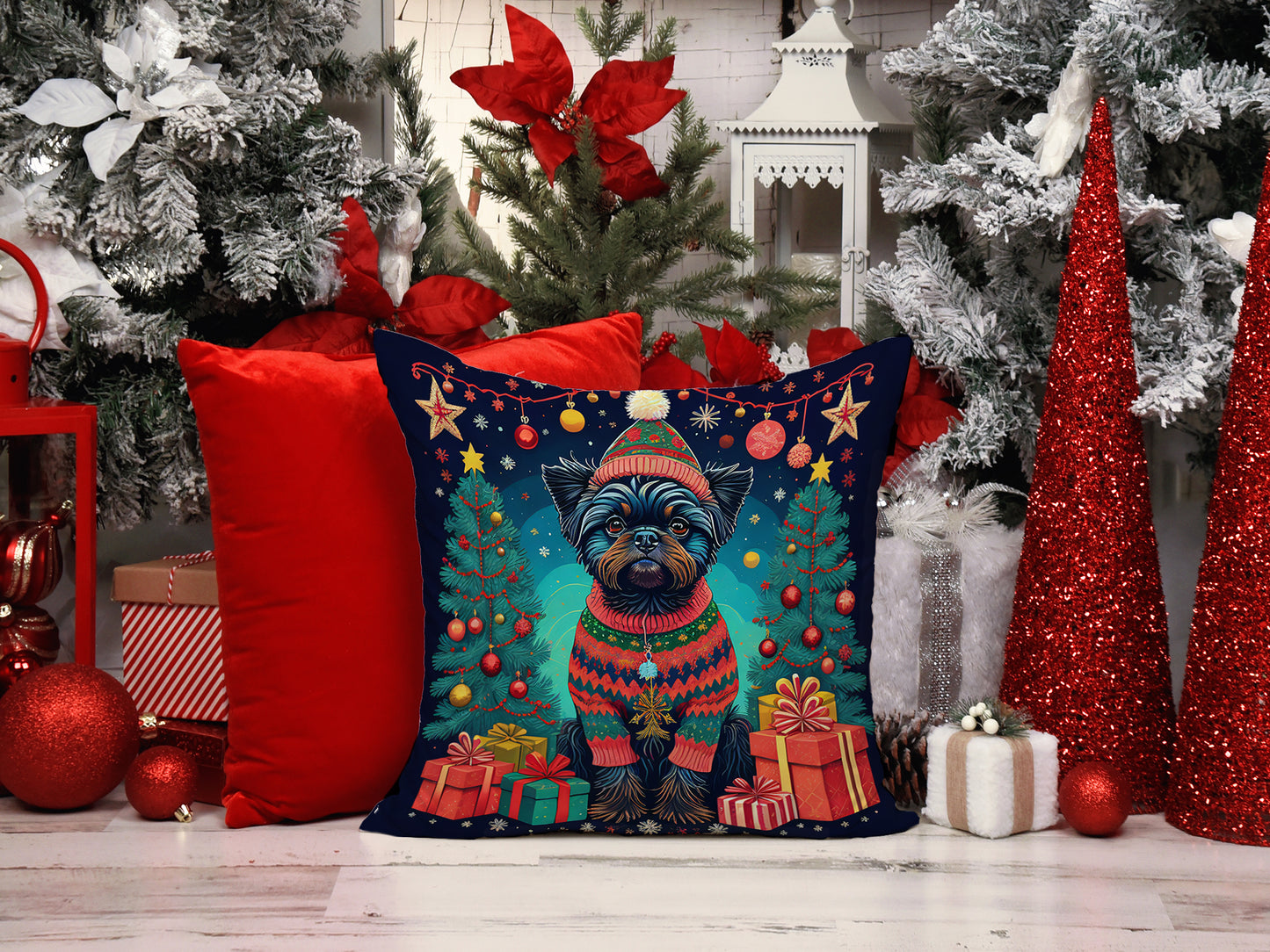 Affenpinscher Christmas Throw Pillow