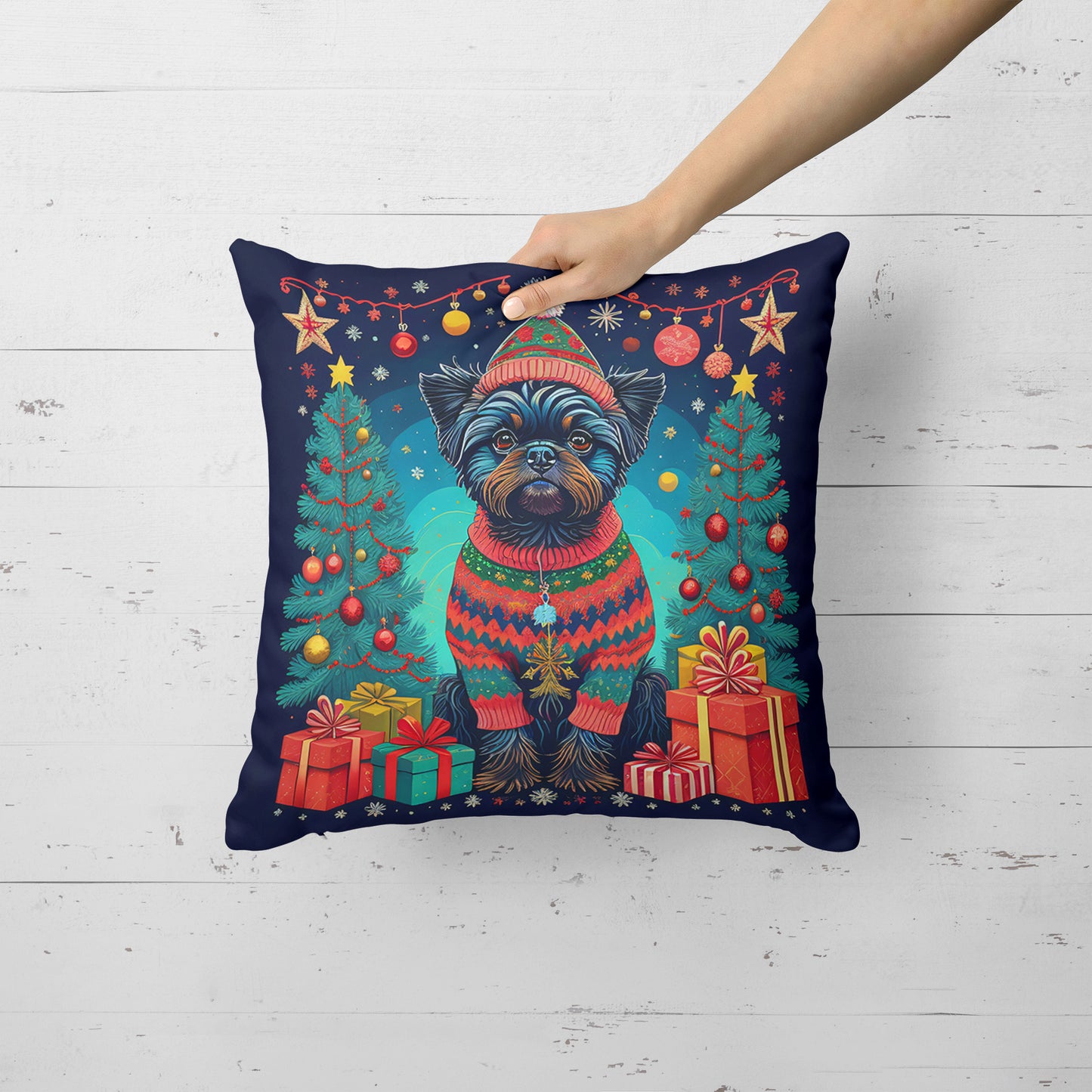 Affenpinscher Christmas Throw Pillow