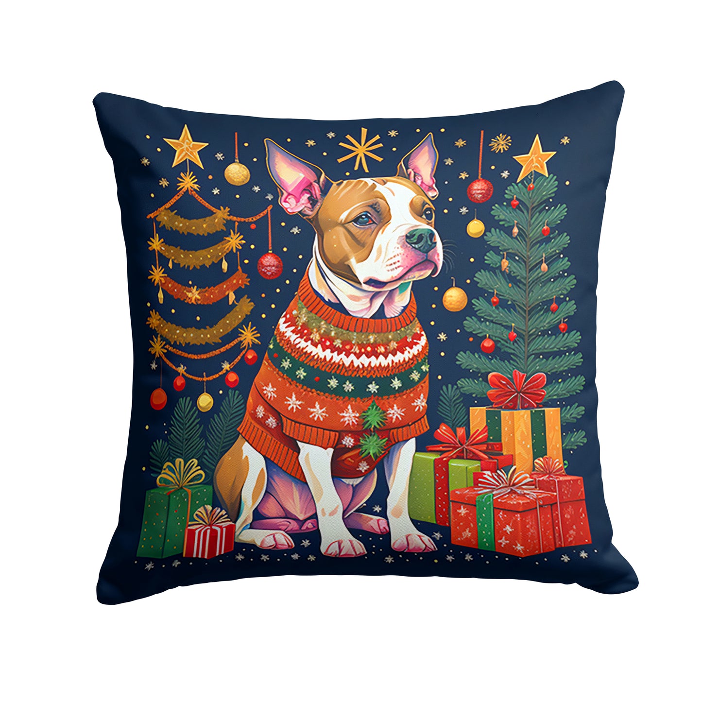 Buy this Pit Bull Terrier Christmas Throw Pillow