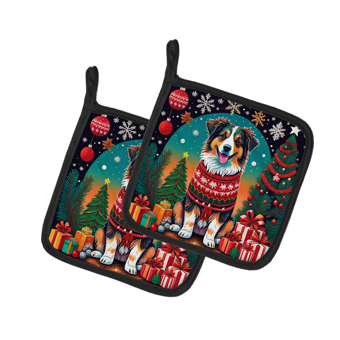 Buy this Australian Shepherd Christmas Pair of Pot Holders