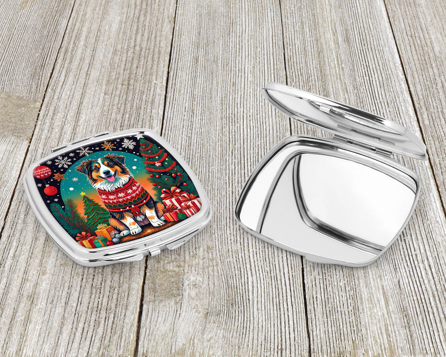 Australian Shepherd Christmas Compact Mirror