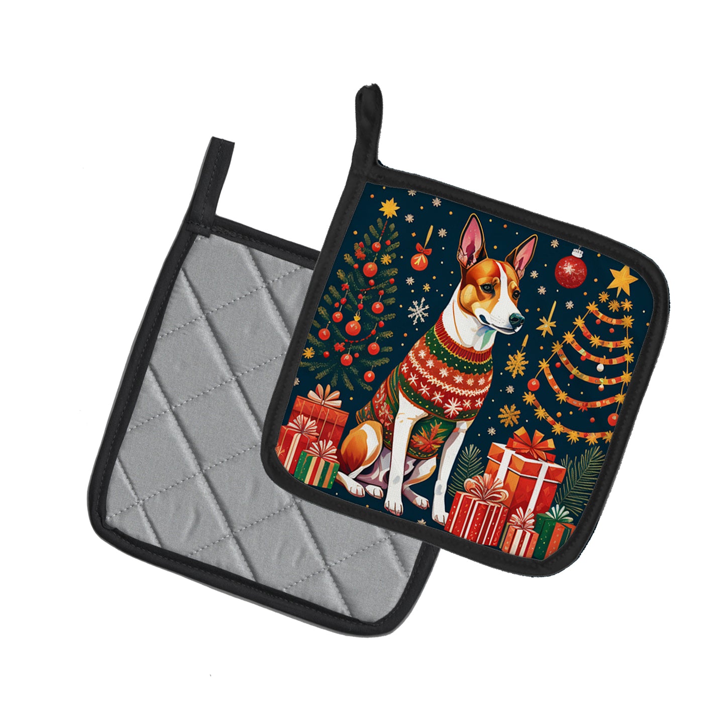 Basenji Christmas Pair of Pot Holders