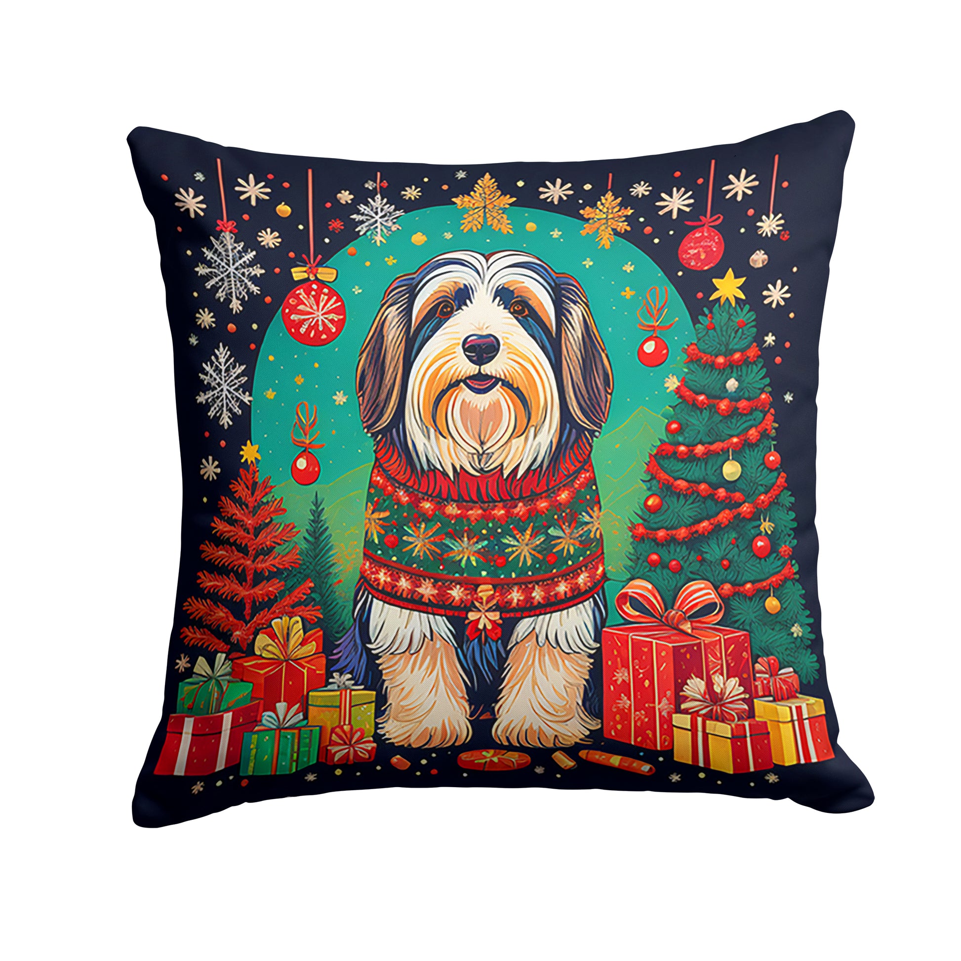 Buy this Bearded Collie Christmas Throw Pillow