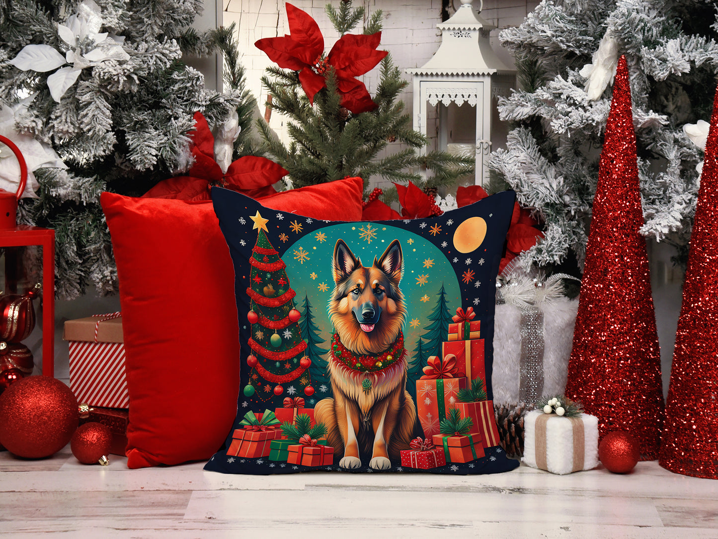 Belgian Tervuren Christmas Throw Pillow