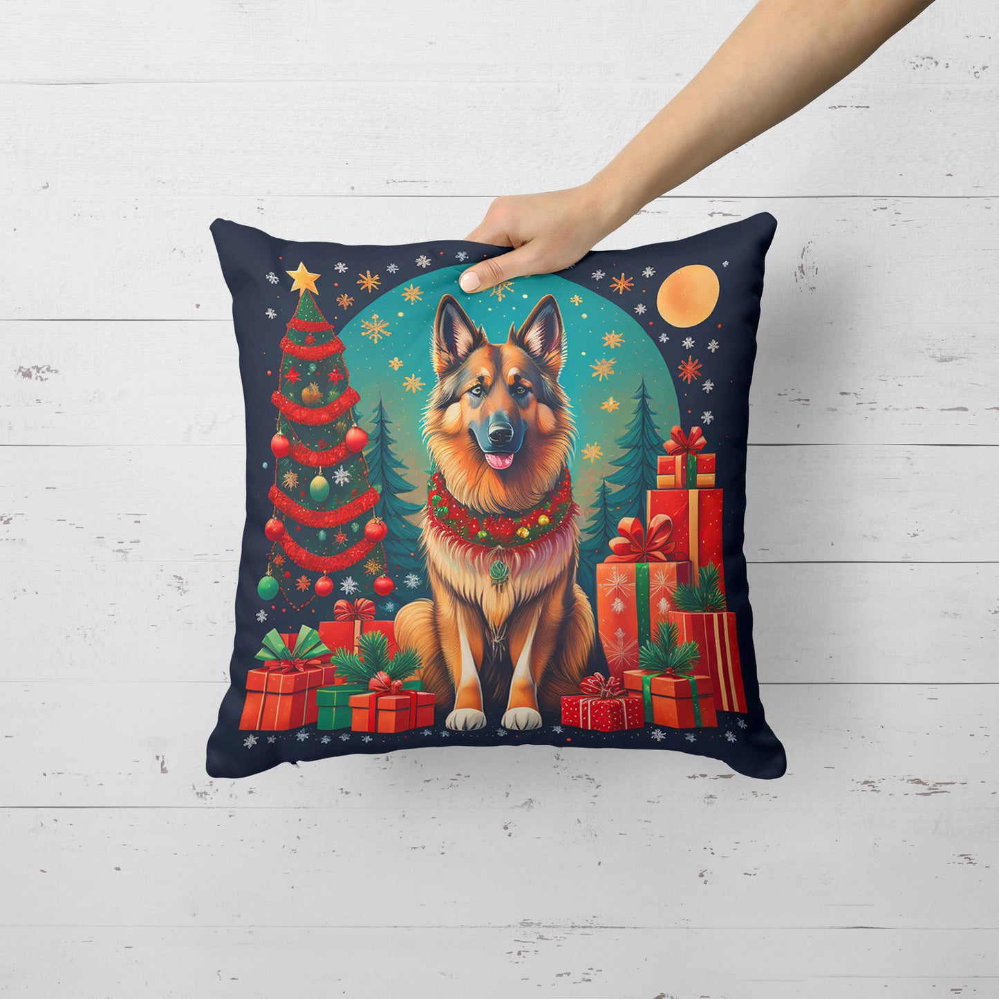 Belgian Tervuren Christmas Throw Pillow