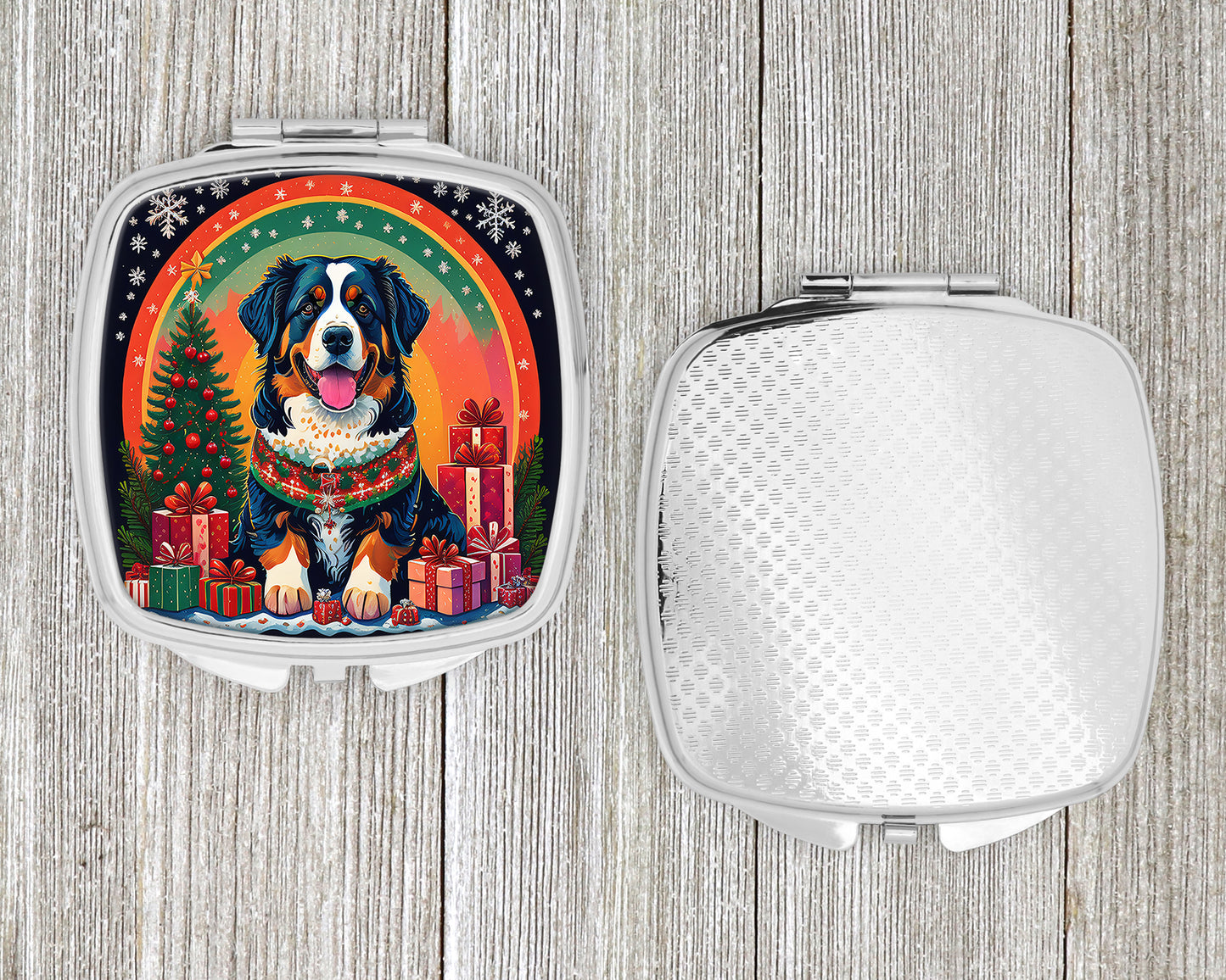 Bernese Mountain Dog Christmas Compact Mirror