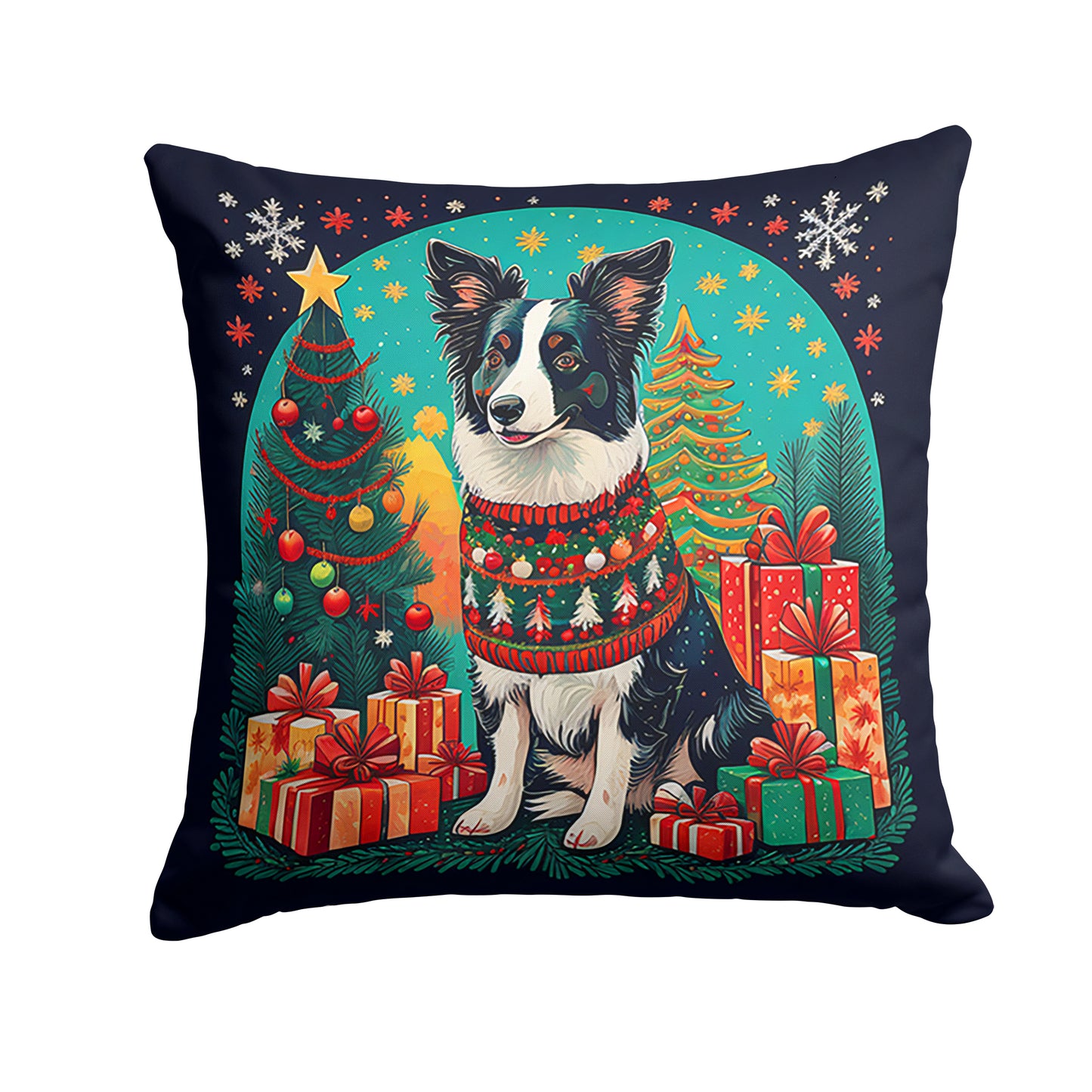 Buy this Border Collie Christmas Throw Pillow