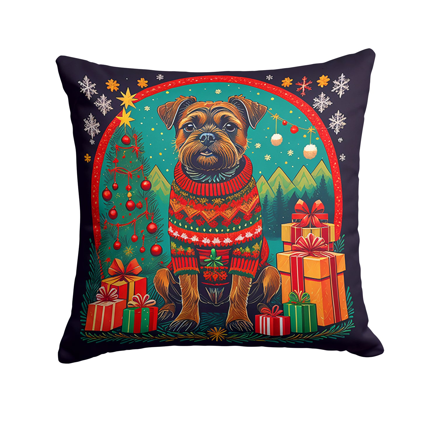 Buy this Border Terrier Christmas Throw Pillow