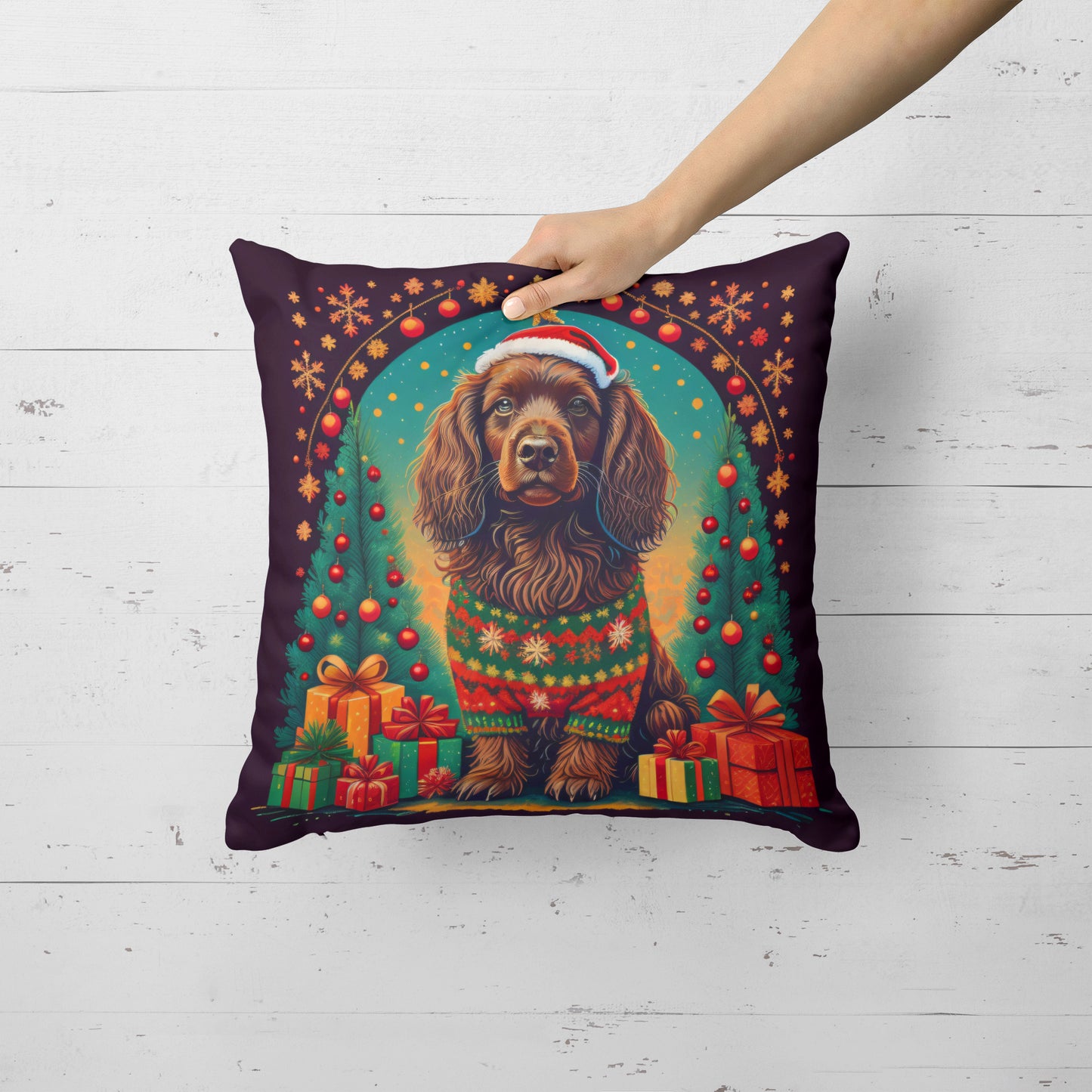 Boykin Spaniel Christmas Throw Pillow