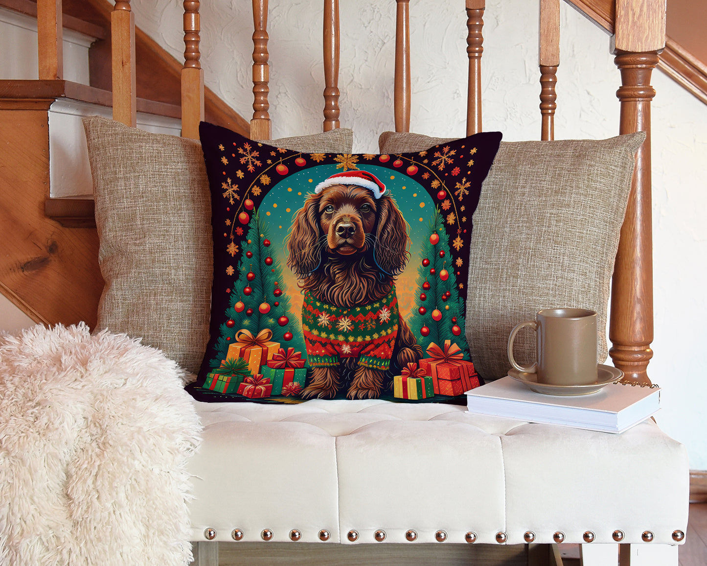 Boykin Spaniel Christmas Throw Pillow